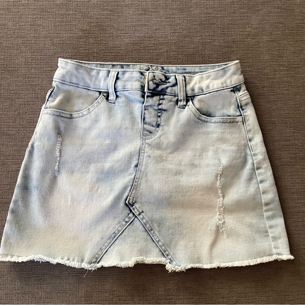 Girls Button Front Denim Skirt Classic Stretch Size 10